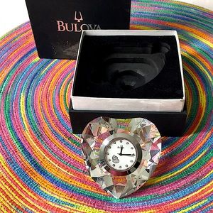 🖤Vtg BULOVA CRYSTAL TABLE CLOCK in box
